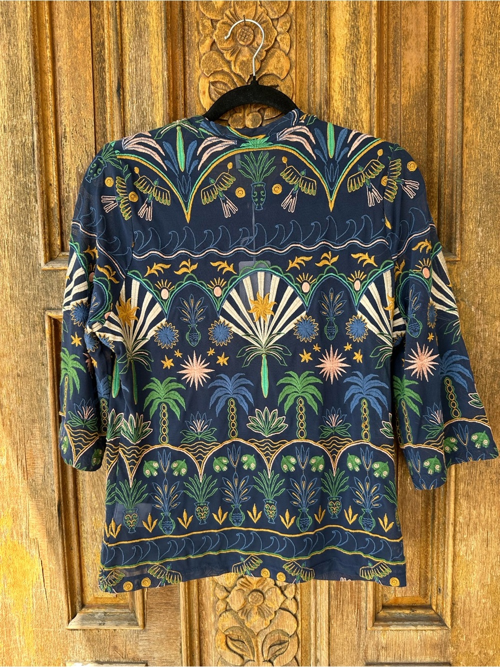 NWT Johnny Was Jade Kaia Mesh Tee Del Mar Blue Size Medium - Picture 4 of 8